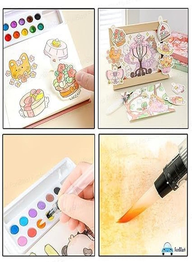 Veemok Watercolor Painting Book for Kids - Educational Art Activity Set with Built-in Watercolors | Brush - Fun | Mess-Free Coloring for Boys | Girls - Ideal for Travel, Gifting, Learning (Multicolour) - Image 4